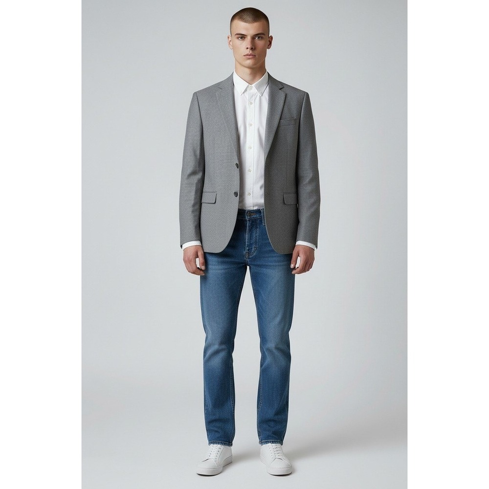 H&M Blazer Mens 36R Gray Hopsack Slim Fit 2-Button Single Breasted Sport Coat